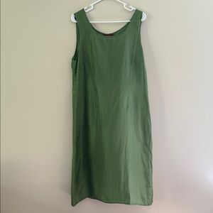 Sundance Sage Green 100% Silk Sleeveless Shift Midi Dress Size 16